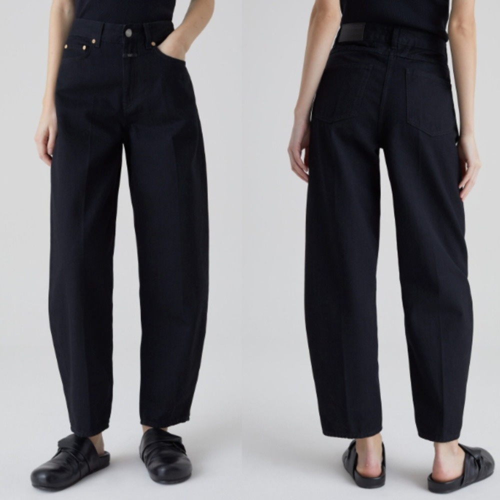 Closed Jeans Feyna‎ Barrel High Waisted Tapered Jeans Black Size 24